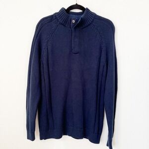 NWT Flag & Anthem 1/4‎ Snap Heavyweight Knit Mock Neck Sweater Mens Medium Navy